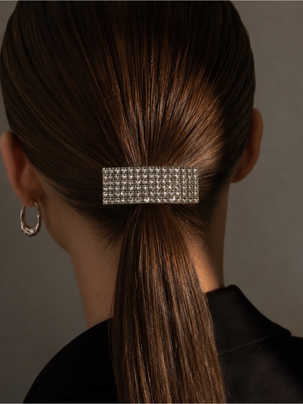 Alessandra Rich Silver Shiny Crystal Hair Accessory Clip Pin